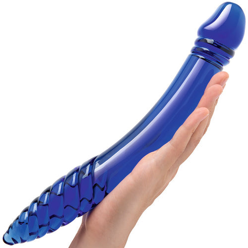 GLAS 11IN DOUBLE-SIDED GLASS DILDO W/ HANDLE GRIP - ELGLAS169