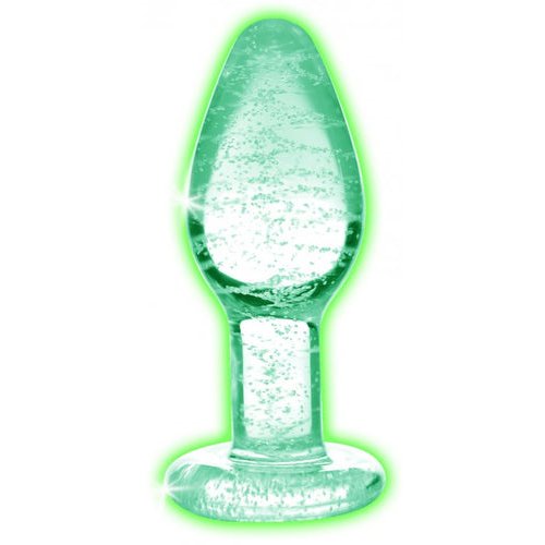 BOOTY SPARKS GLOW-IN-THE-DARK GLASS ANAL PLUG SMALL - XRAG555S