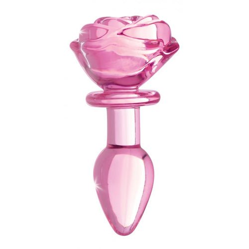 BOOTY SPARKS PINK ROSE GLASS SMALL ANAL PLUG - XRAG650S
