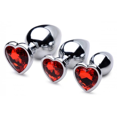BOOTY SPARKS RED HEART GEM ANAL PLUG SET - XRAG694