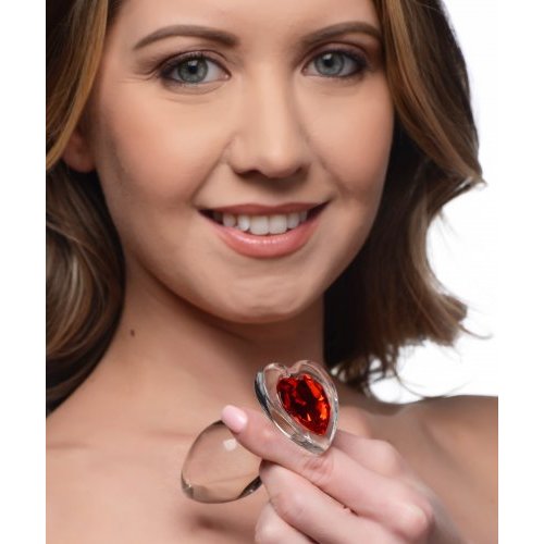 BOOTY SPARKS RED HEART GLASS ANAL PLUG MEDIUM - XRAG432M