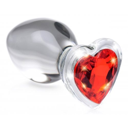 BOOTY SPARKS RED HEART GLASS ANAL PLUG MEDIUM - XRAG432M
