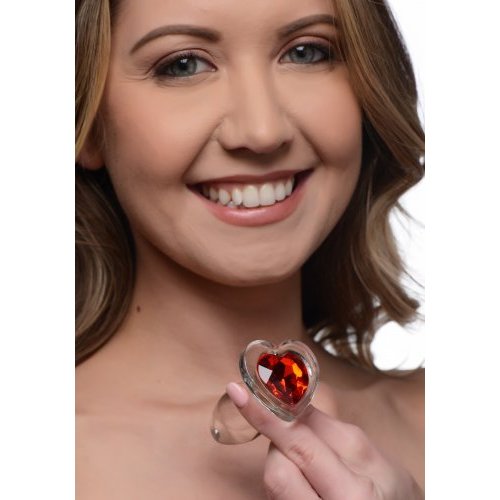 BOOTY SPARKS RED HEART GLASS ANAL PLUG SMALL - XRAG432S