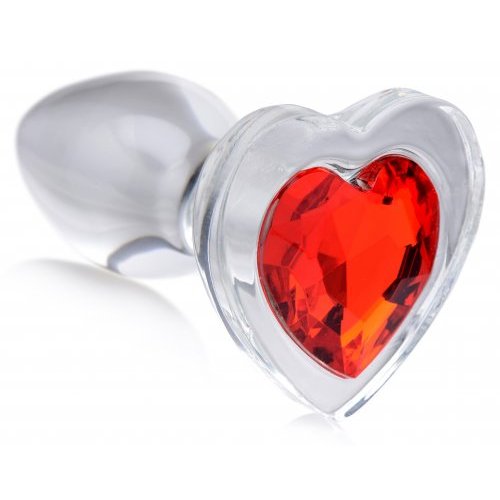 BOOTY SPARKS RED HEART GLASS ANAL PLUG SMALL - XRAG432S