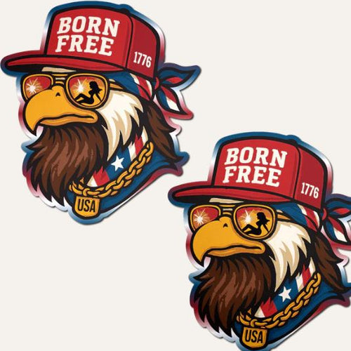 PASTEASE PATRIOTIC BORN FREE RED WHITE & BLUE A/GLORY NIPPL - PASEAGUSA5