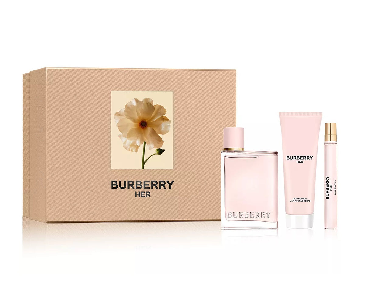 BURBERRY HER 3PC SET, WOMEN'S GIFT SET, EDP-Pinkfoxxx