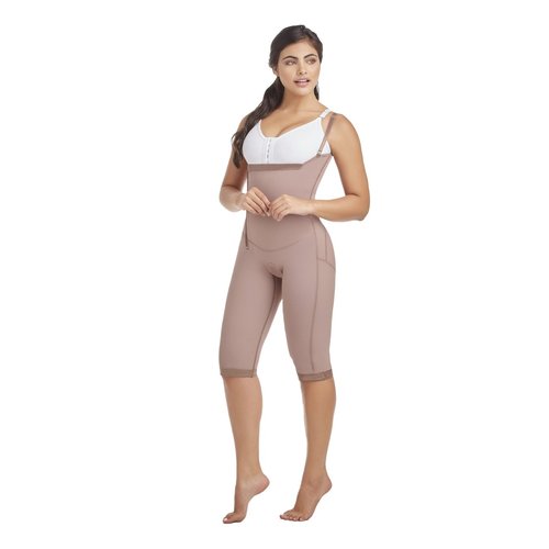 Body Garment-Below Knee-Suspenders-Braless side zipper. This girdle is designed to show of