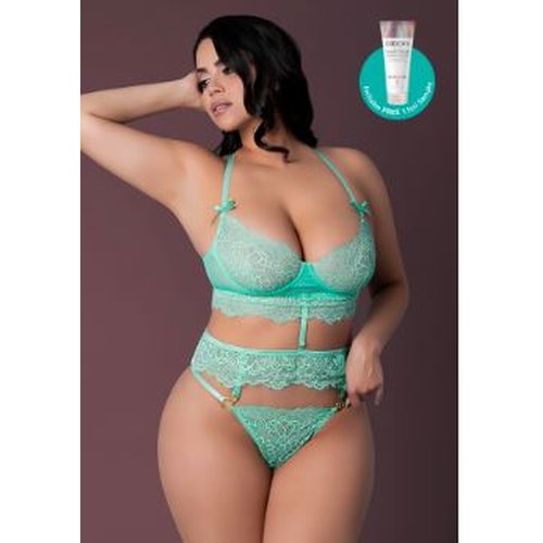 CARIBBEAN CRUSH LONGLINE BRA & PANTY AQUA 2XL