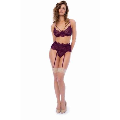 Rich hues of precious stones captured on your skin. Three-piece eyelash lace set featuring