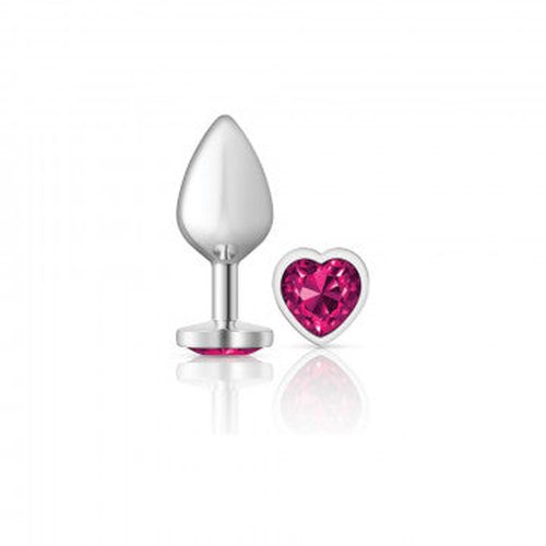 CHEEKY CHARMS HEART BRIGHT PINK MEDIUM SILVER PLUG - VBCC9130