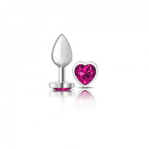 CHEEKY CHARMS HEART BRIGHT PINK SMALL SILVER PLUG - VBCC9129
