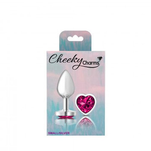 CHEEKY CHARMS HEART BRIGHT PINK SMALL SILVER PLUG - VBCC9129