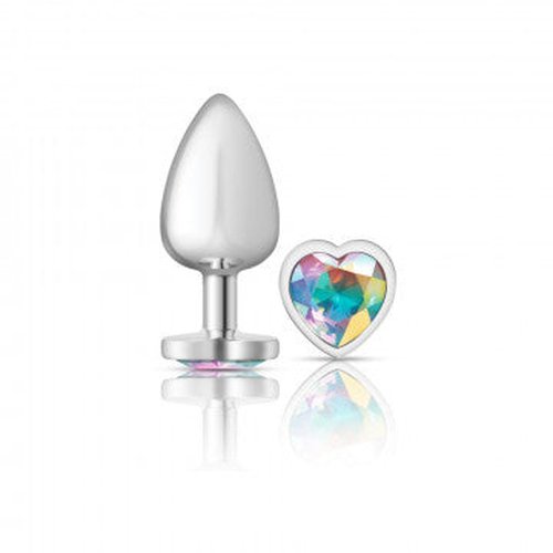 CHEEKY CHARMS HEART CLEAR IRIDESCENT LARGE SILVER PLUG - VBCC9128