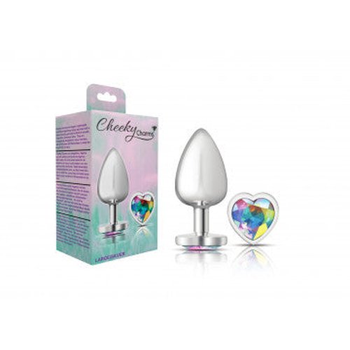 CHEEKY CHARMS HEART CLEAR IRIDESCENT LARGE SILVER PLUG - VBCC9128