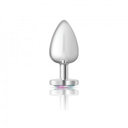 CHEEKY CHARMS HEART CLEAR IRIDESCENT LARGE SILVER PLUG - VBCC9128