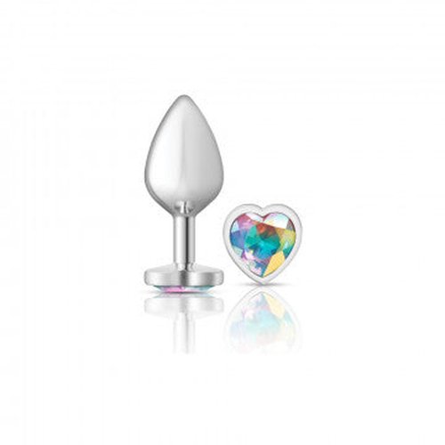 CHEEKY CHARMS HEART CLEAR IRIDESCENT MEDIUM SILVER PLUG - VBCC9127