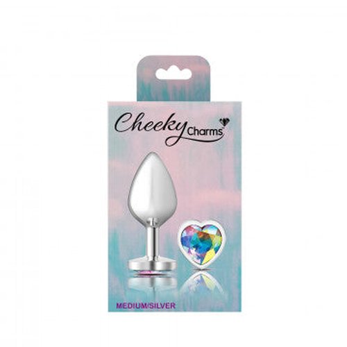 CHEEKY CHARMS HEART CLEAR IRIDESCENT MEDIUM SILVER PLUG - VBCC9127