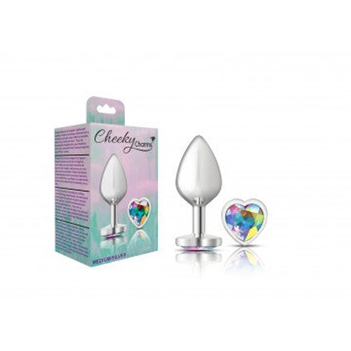 CHEEKY CHARMS HEART CLEAR IRIDESCENT MEDIUM SILVER PLUG - VBCC9127
