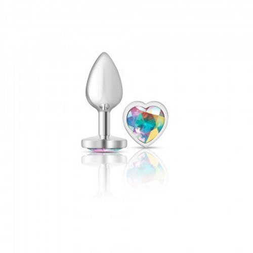CHEEKY CHARMS HEART CLEAR IRIDESCENT SMALL SILVER PLUG - VBCC9126