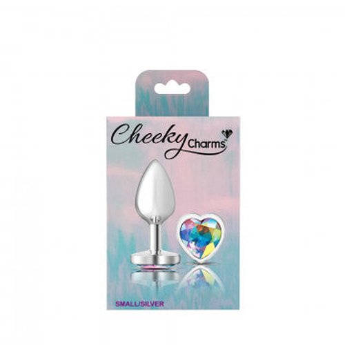 CHEEKY CHARMS HEART CLEAR IRIDESCENT SMALL SILVER PLUG - VBCC9126