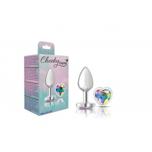 CHEEKY CHARMS HEART CLEAR IRIDESCENT SMALL SILVER PLUG - VBCC9126