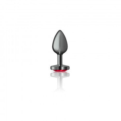 CHEEKY CHARMS HEART DEEP RED SMALL GUNMETAL BUTT PLUG - VBCC9135