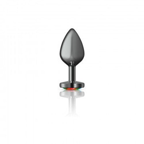 CHEEKY CHARMS HEART RAINBOW MEDIUM GUNMETAL BUTT PLUG - VBCC9133