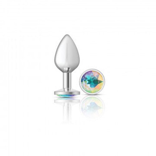 CHEEKY CHARMS ROUND CLEAR IRIDESCENT MEDIUM SILVER PLUG - VBCC9115