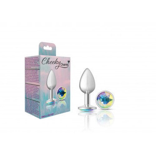 CHEEKY CHARMS ROUND CLEAR IRIDESCENT SMALL SILVER PLUG - VBCC9114