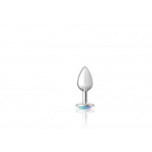 CHEEKY CHARMS ROUND CLEAR IRIDESCENT SMALL SILVER PLUG - VBCC9114