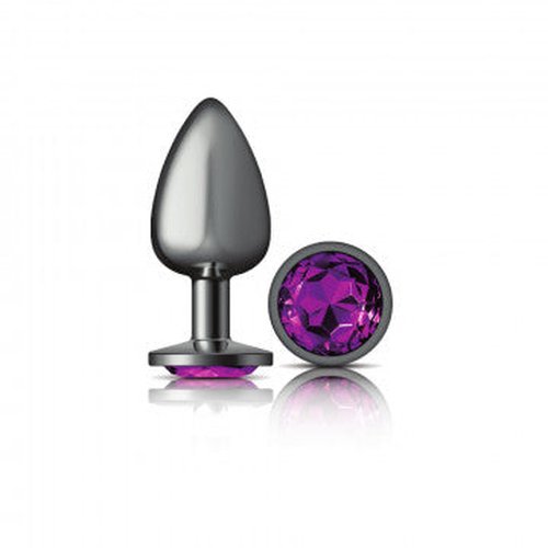 CHEEKY CHARMS ROUND PURPLE LARGE GUNMETAL BUTT PLUG - VBCC9125