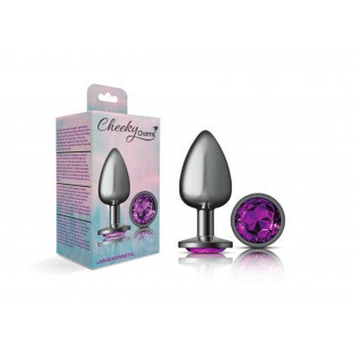 CHEEKY CHARMS ROUND PURPLE LARGE GUNMETAL BUTT PLUG - VBCC9125
