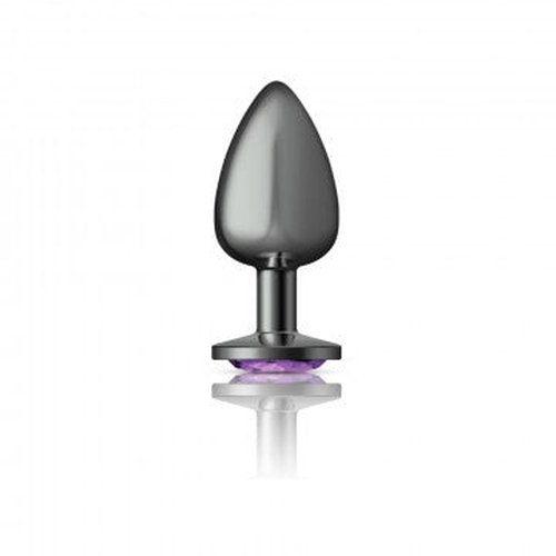 CHEEKY CHARMS ROUND PURPLE LARGE GUNMETAL BUTT PLUG - VBCC9125