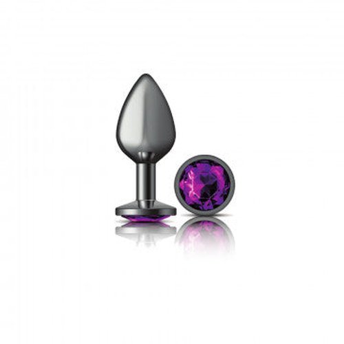CHEEKY CHARMS ROUND PURPLE MEDIUM GUNMETAL BUTT PLUG - VBCC9124