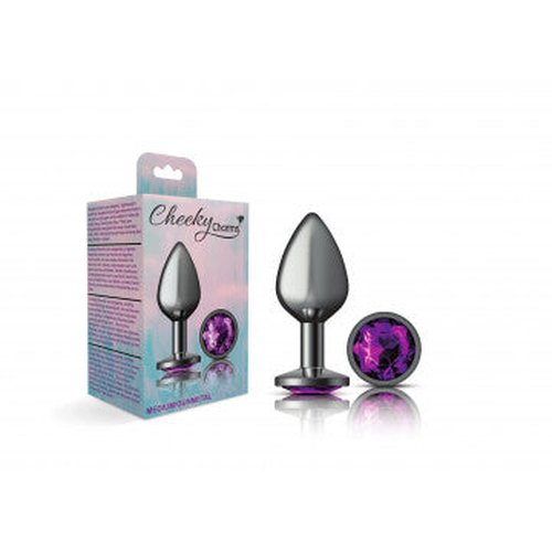 CHEEKY CHARMS ROUND PURPLE MEDIUM GUNMETAL BUTT PLUG - VBCC9124