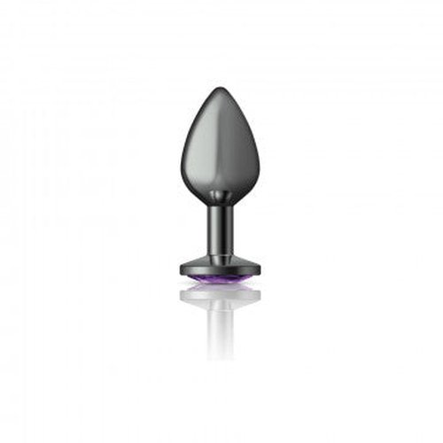 CHEEKY CHARMS ROUND PURPLE MEDIUM GUNMETAL BUTT PLUG - VBCC9124