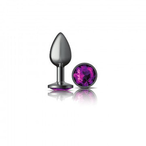 CHEEKY CHARMS ROUND PURPLE SMALL GUNMETAL BUTT PLUG - VBCC9123