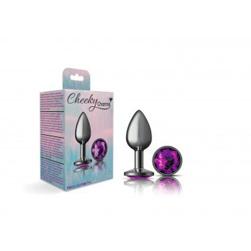 CHEEKY CHARMS ROUND PURPLE SMALL GUNMETAL BUTT PLUG - VBCC9123