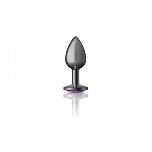 CHEEKY CHARMS ROUND PURPLE SMALL GUNMETAL BUTT PLUG - VBCC9123