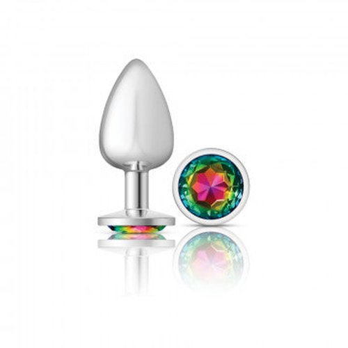 CHEEKY CHARMS ROUND RAINBOW LARGE SILVER PLUG - VBCC9119