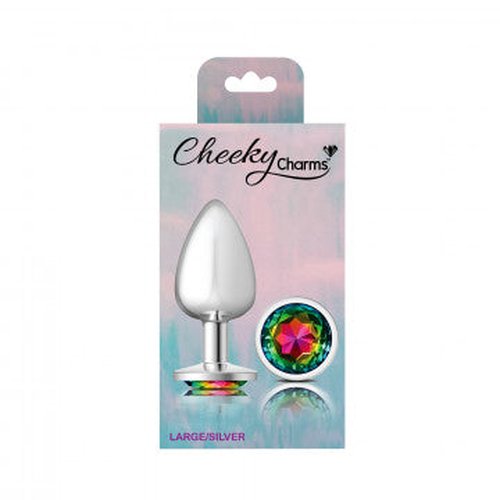 CHEEKY CHARMS ROUND RAINBOW LARGE SILVER PLUG - VBCC9119