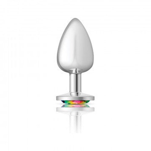 CHEEKY CHARMS ROUND RAINBOW LARGE SILVER PLUG - VBCC9119