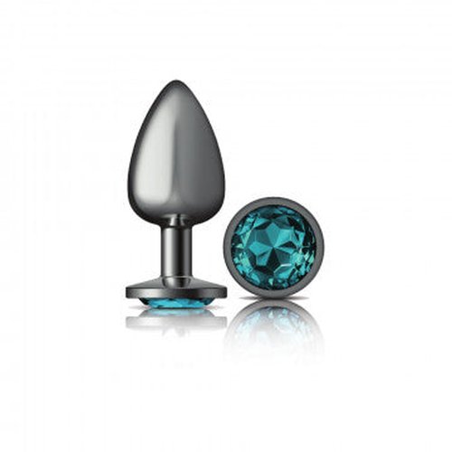 CHEEKY CHARMS ROUND TEAL LARGE GUNMETAL BUTT PLUG - VBCC9122