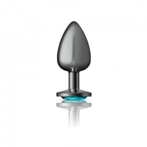 CHEEKY CHARMS ROUND TEAL LARGE GUNMETAL BUTT PLUG - VBCC9122