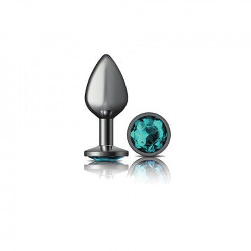 CHEEKY CHARMS ROUND TEAL MEDIUM GUNMETAL BUTT PLUG - VBCC9121