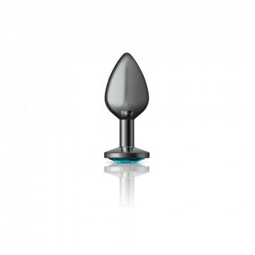 CHEEKY CHARMS ROUND TEAL MEDIUM GUNMETAL BUTT PLUG - VBCC9121