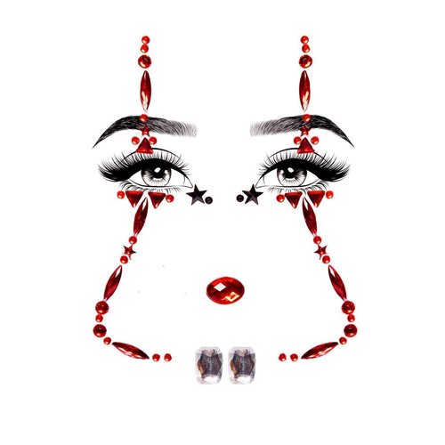 Clown Rhinestone Stick-On Jewels - EYE036    00322