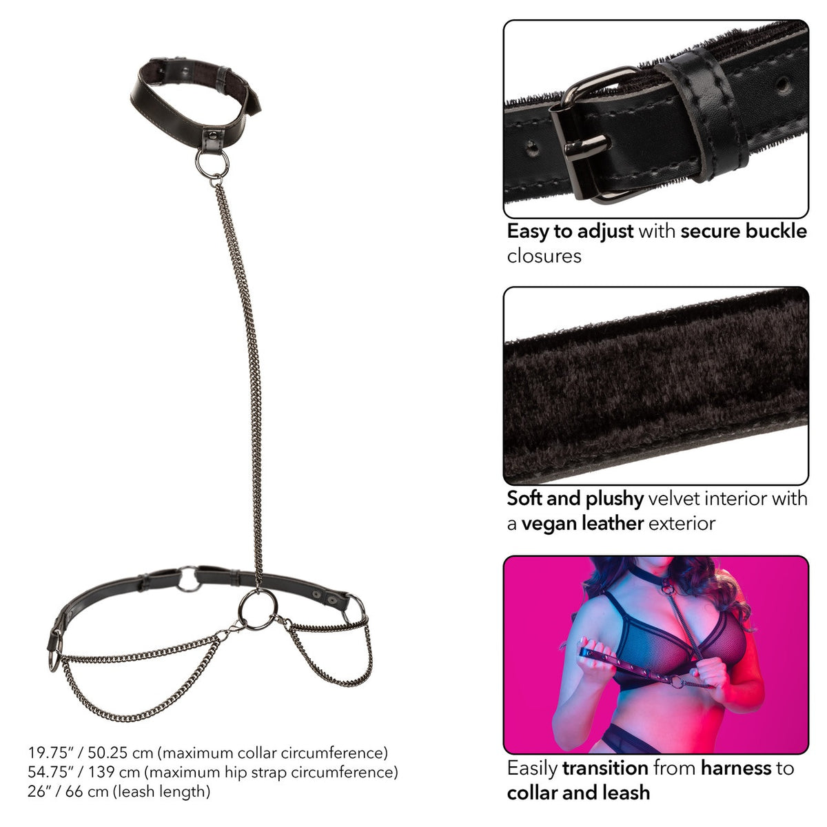 EUPHORIA CHAIN HALTER COLLAR & LEASH PLUS SIZE - SE310101