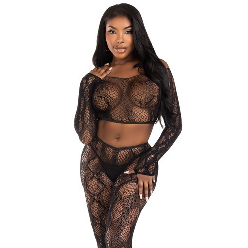Cold Blooded Crop Top and Tights Set - 89373     00122