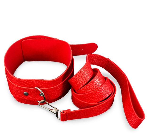 KINK CURIOUS COLLAR & LEASH SET RED - FRKINK021953